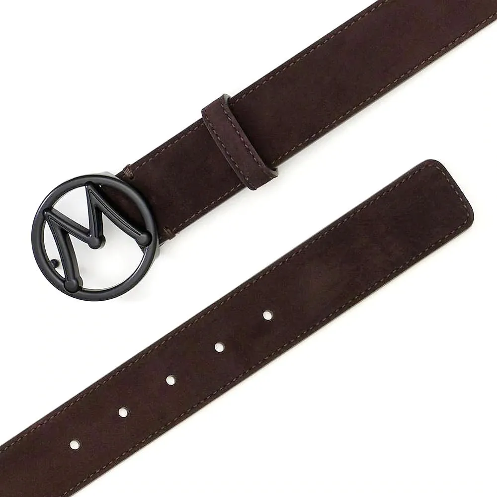 Mezlan SB11490 Dark Brown Suede Leather Circle Icon Men's Belt (MZB1206)