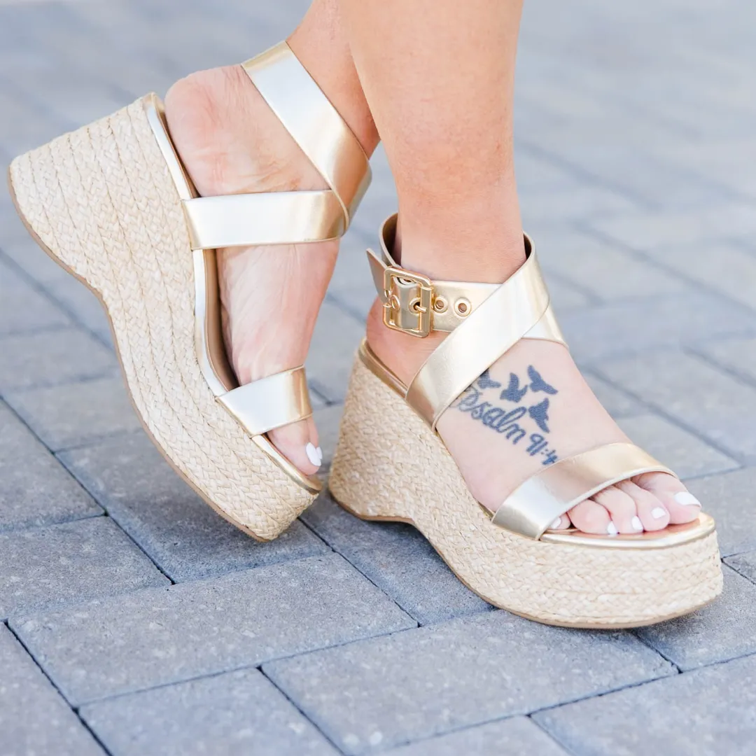 Miami Nights Gold Wedges