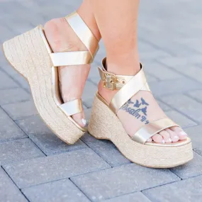 Miami Nights Gold Wedges