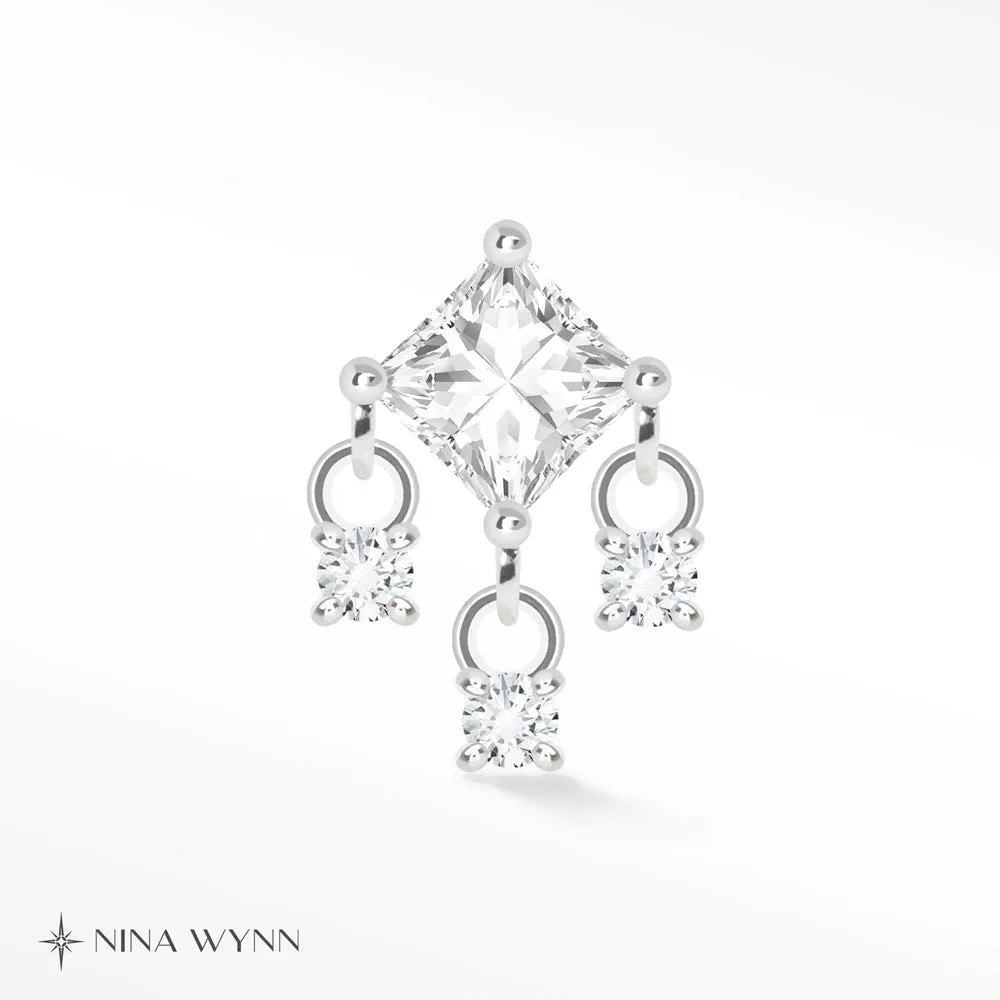 Moissanite Earring with 14k White Gold Flat Back