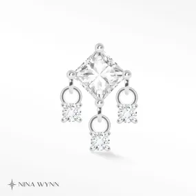 Moissanite Earring with 14k White Gold Flat Back