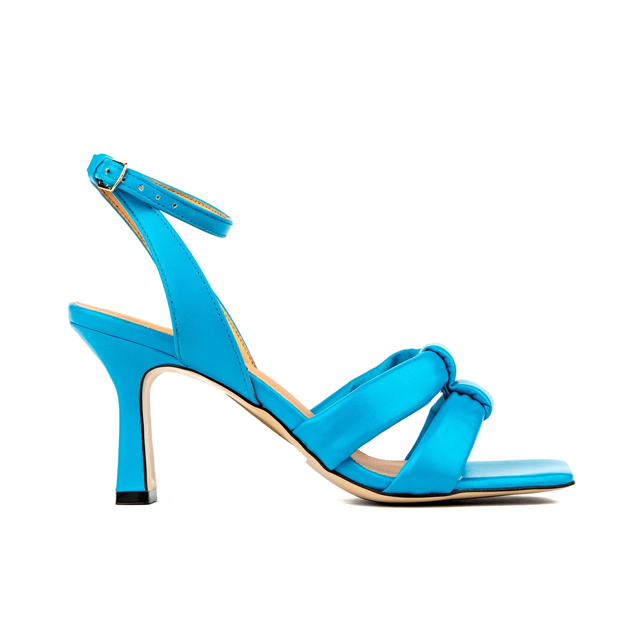 MOLLY MIAMI BLUE - Women's leather strappy heel sandal in blue