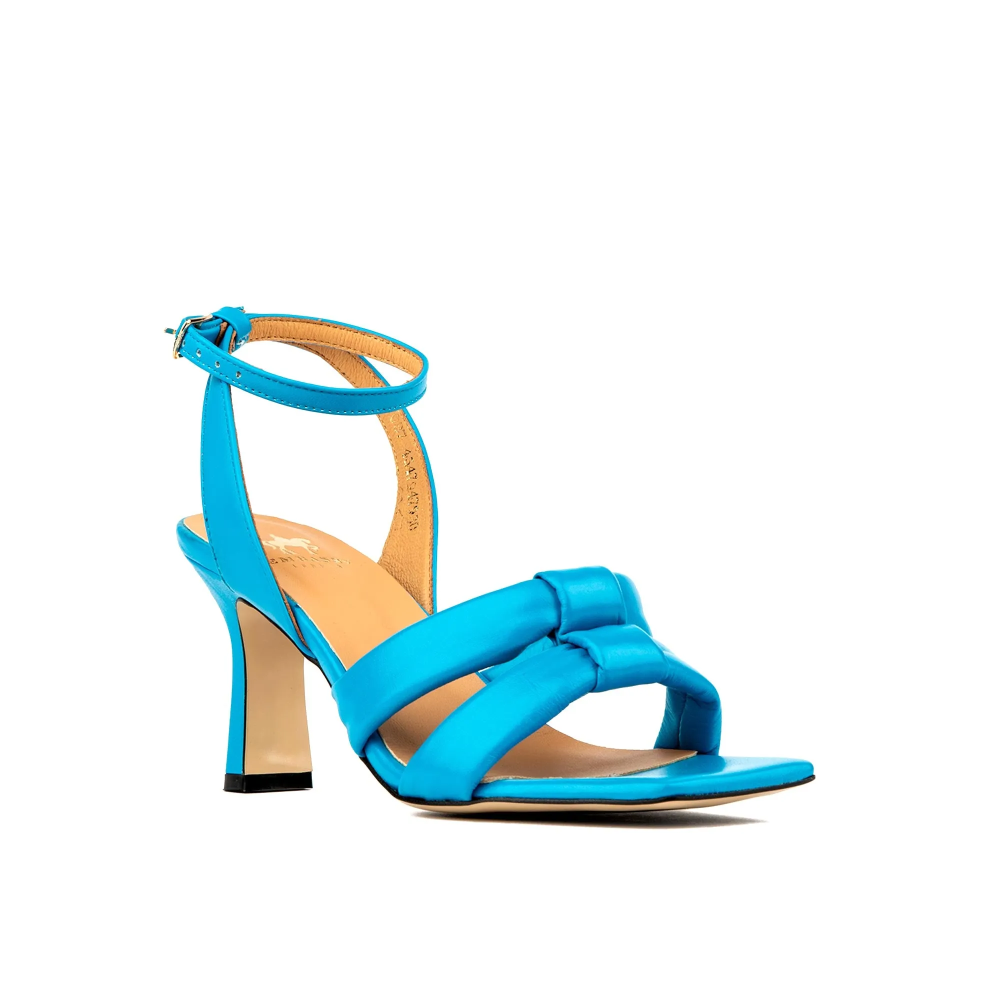 MOLLY MIAMI BLUE - Women's leather strappy heel sandal in blue