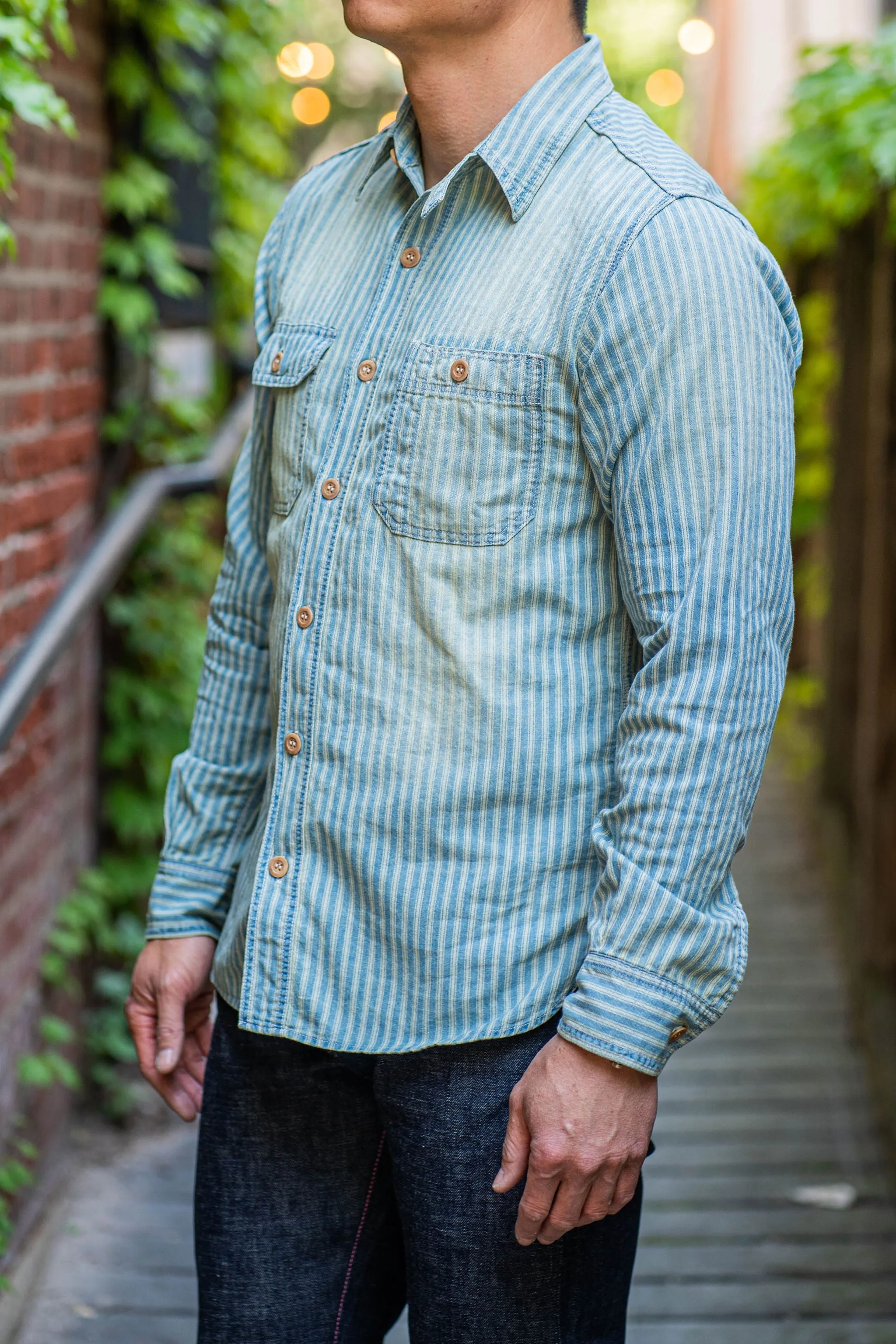 Momotaro Indigo Striped Work Shirt