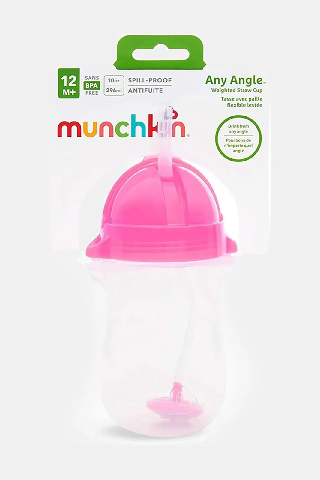 Munchkin Pink Click Lock Straw Trainer Cup