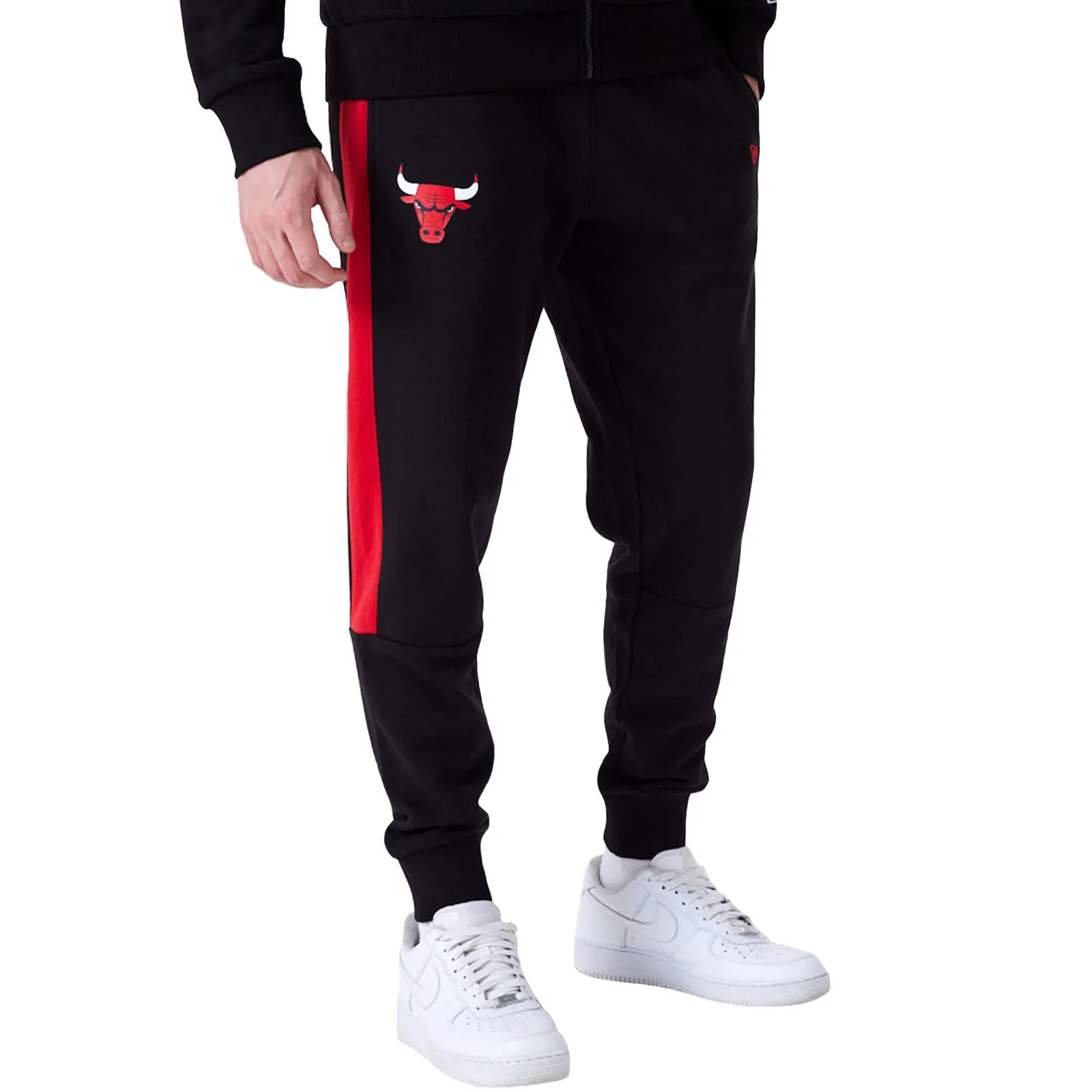 New Era Mens Chicago Bulls NBA Panel Tapered Joggers - Black