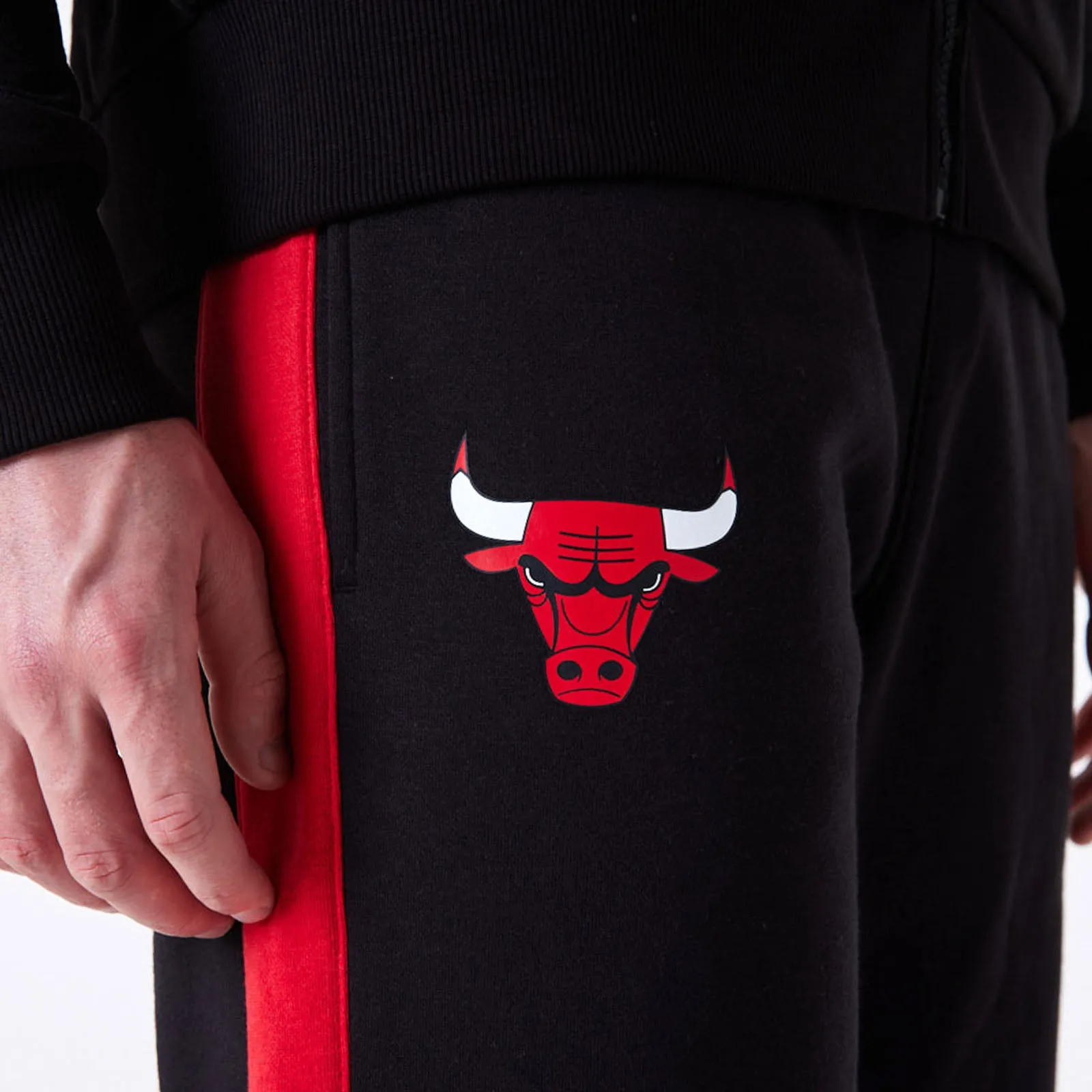 New Era Mens Chicago Bulls NBA Panel Tapered Joggers - Black