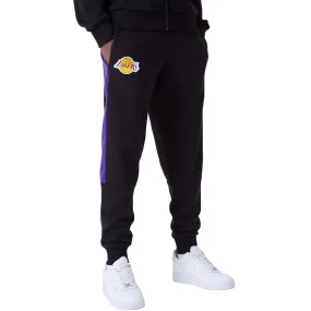 New Era Mens Los Angeles Lakers NBA Panel Tapered Joggers - Black