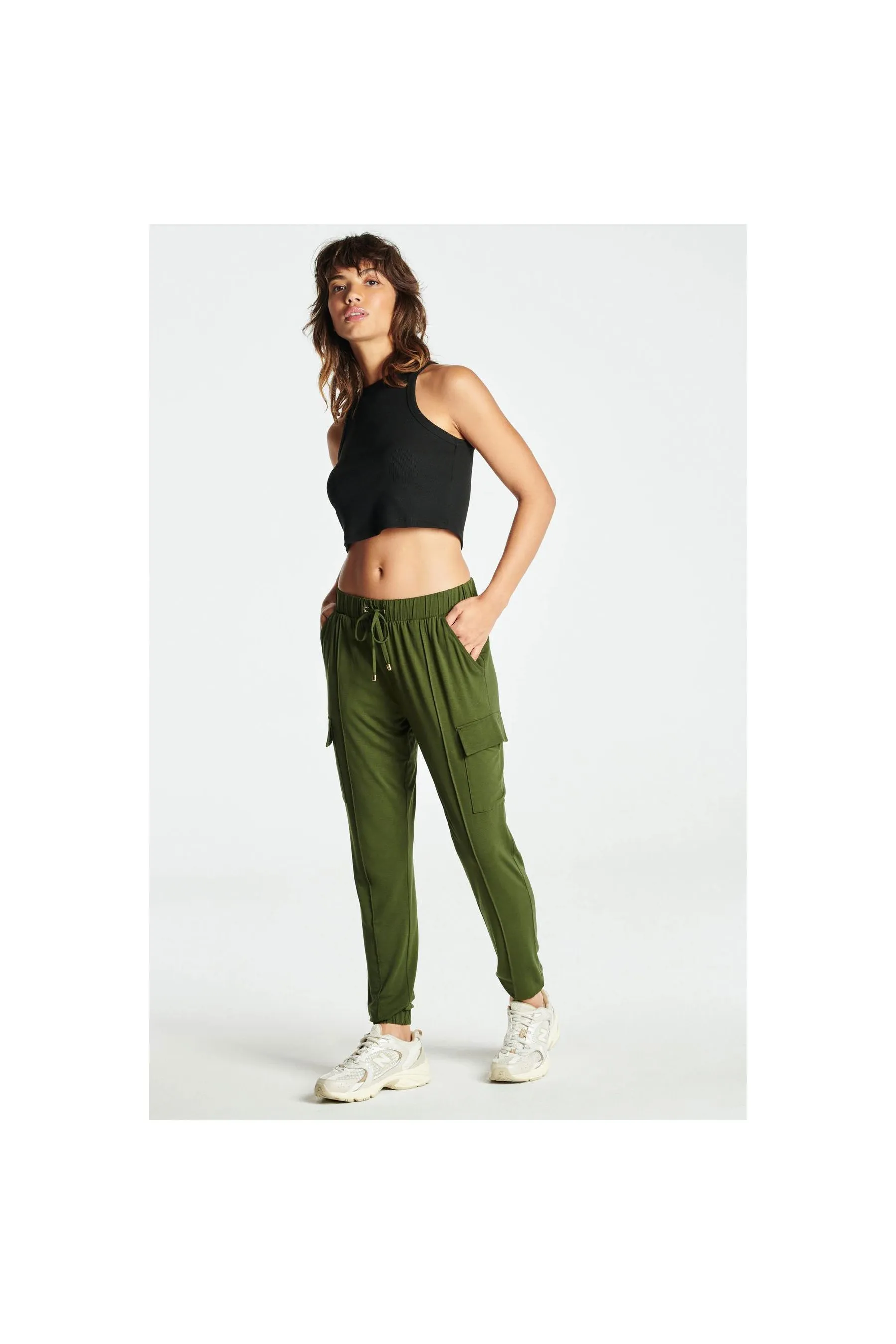 Khaki Green NEXT Cargo Jersey Women Joggers