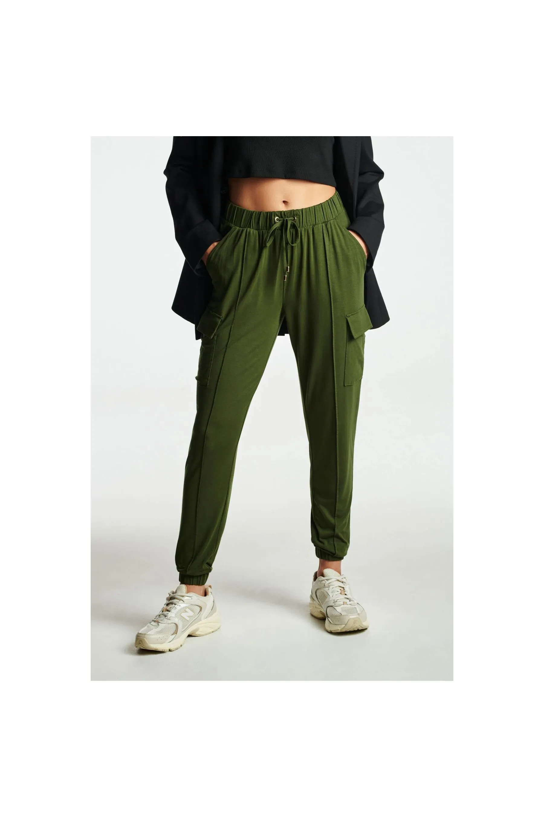 Khaki Green NEXT Cargo Jersey Women Joggers