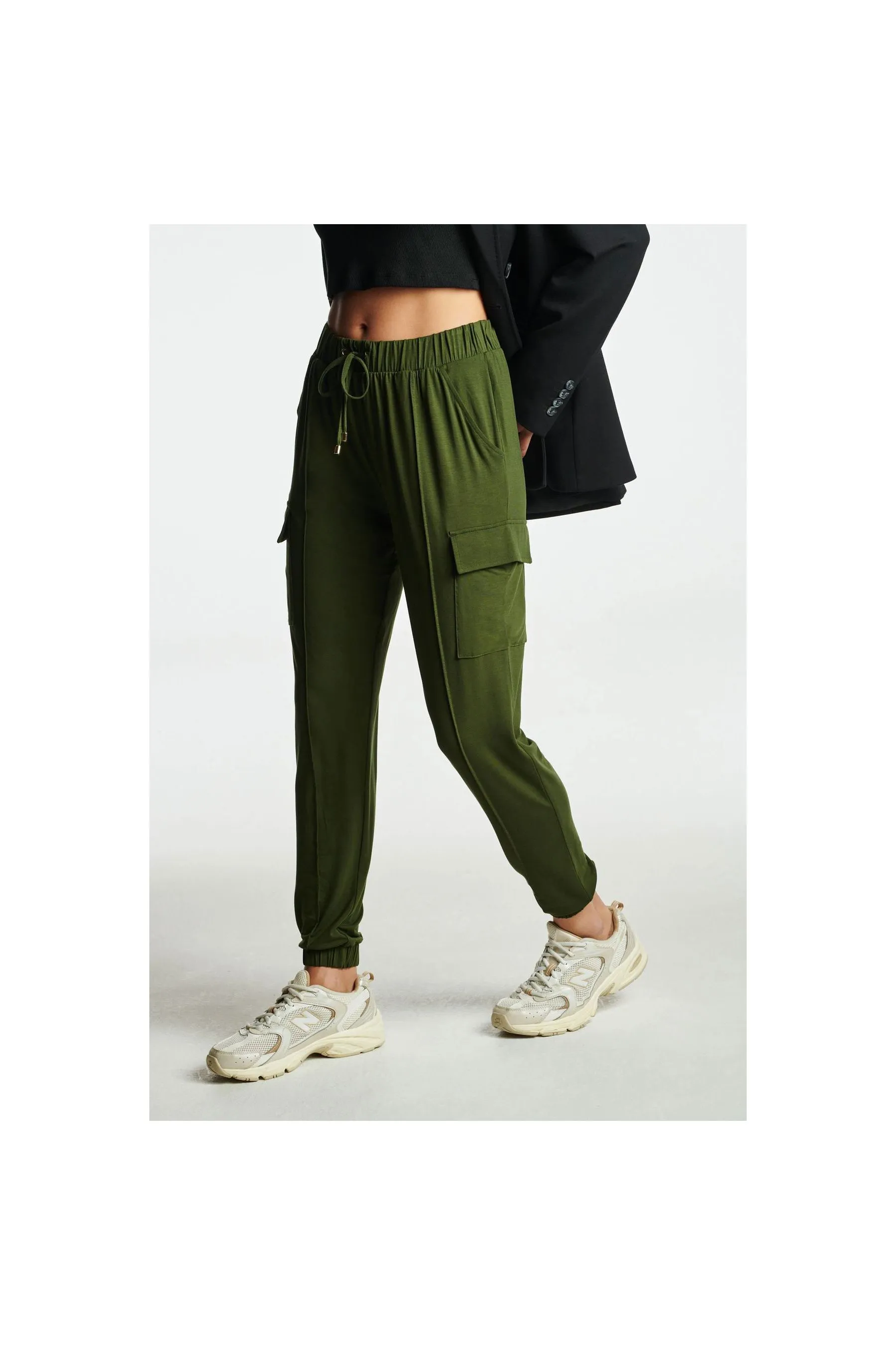 Khaki Green NEXT Cargo Jersey Women Joggers