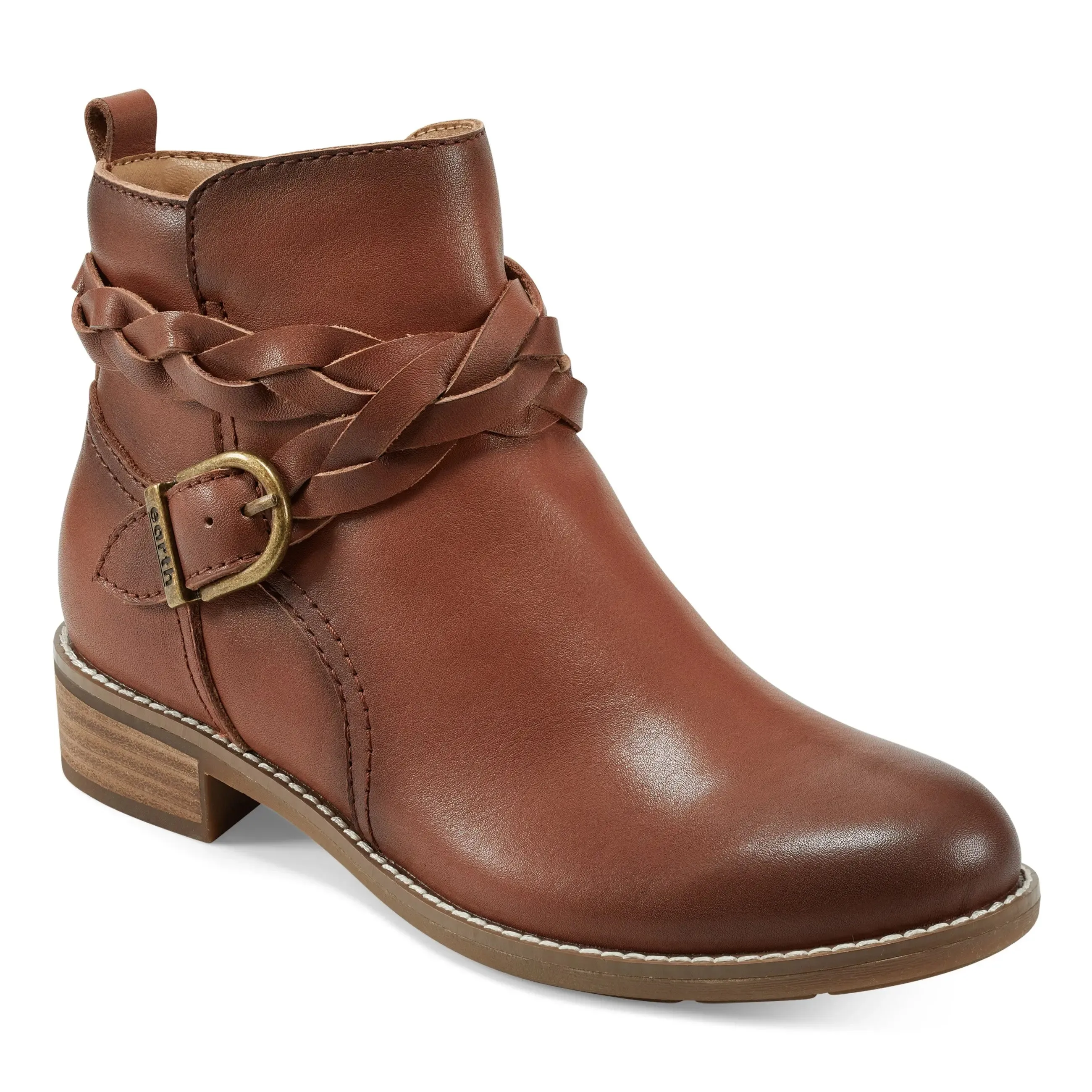 Nicole Round Toe Stacked Heel Casual Booties