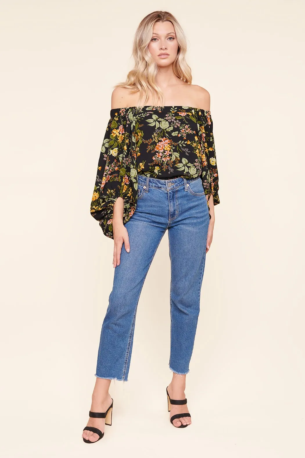 Night Bloom Off the Shoulder Balloon Sleeve Top