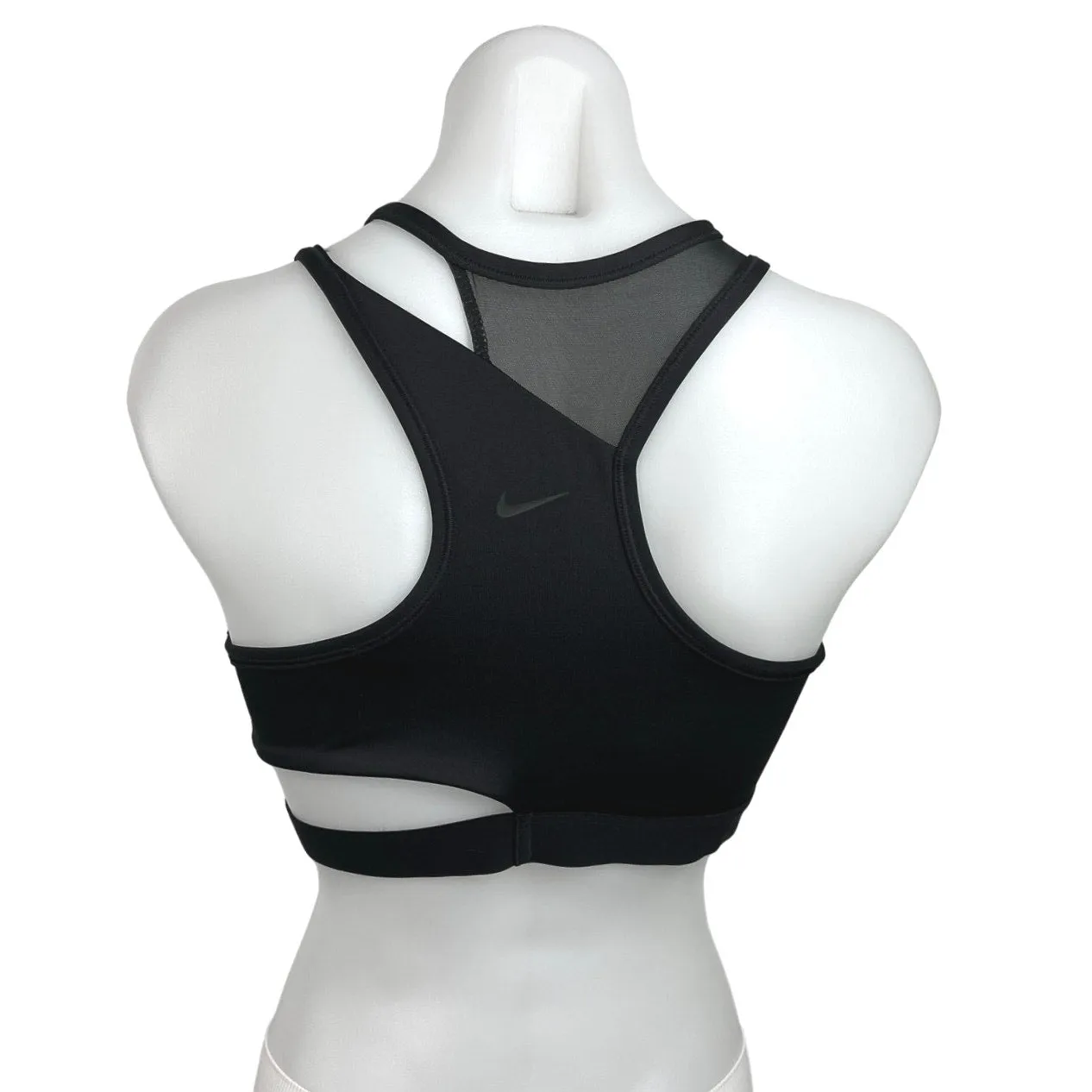 Nike Black Crew Neck Mesh Cutout Yoga Full Coverage Athletic Sports Bra Size M