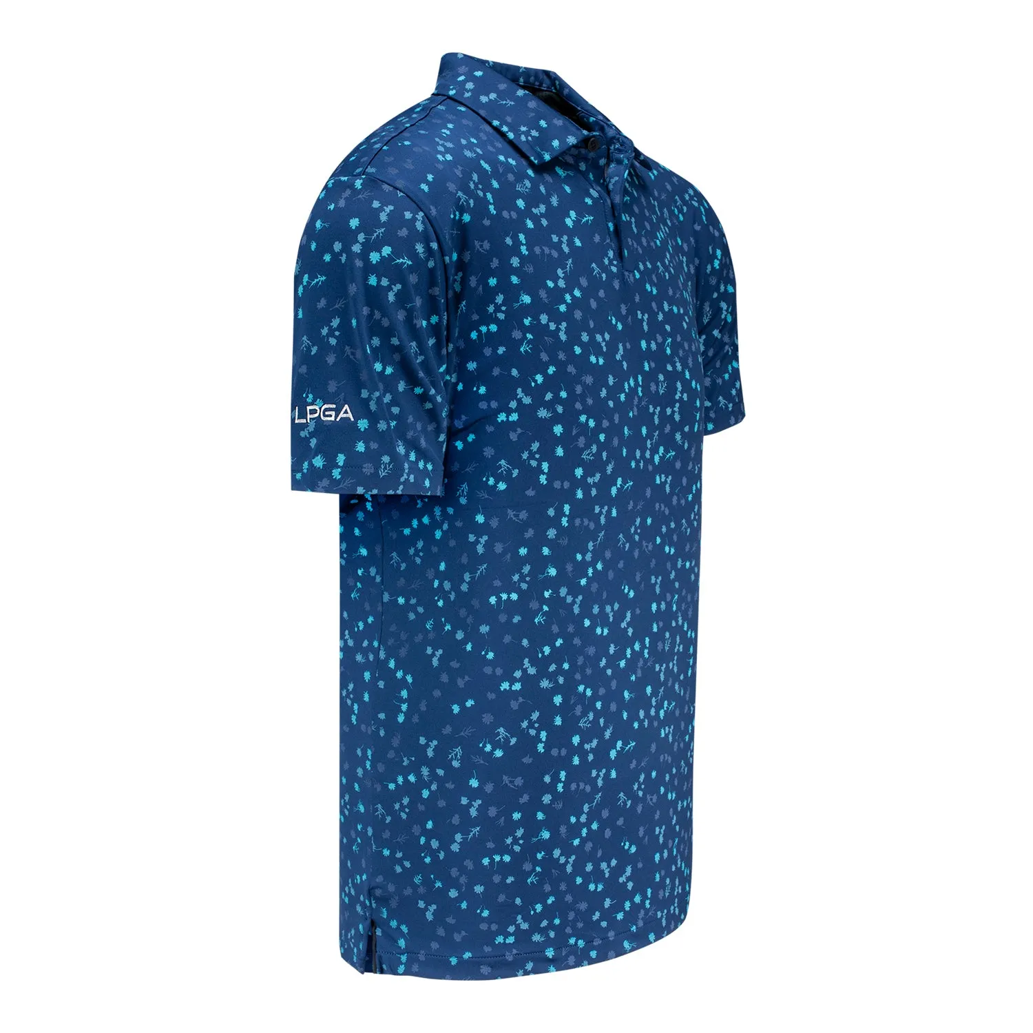 Nike Men's LPGA Dri-Fit Tour Short Sleeve Polo in Floral Midnight Navy & White