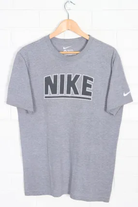 NIKE Spell Out Block Logo Grey T-Shirt Large.