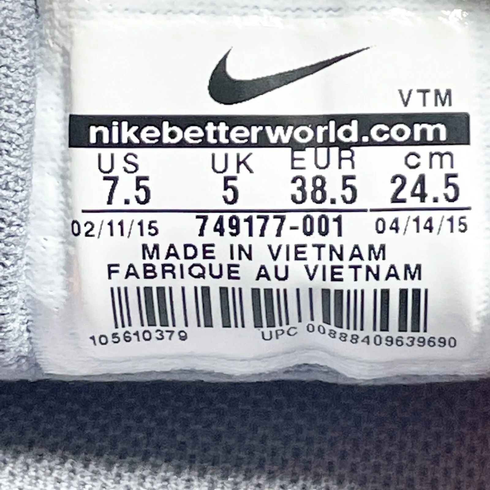 Nike Womens Flex Experience RN 4 749177-001 Gray Running Shoes Sneakers Size 7.5