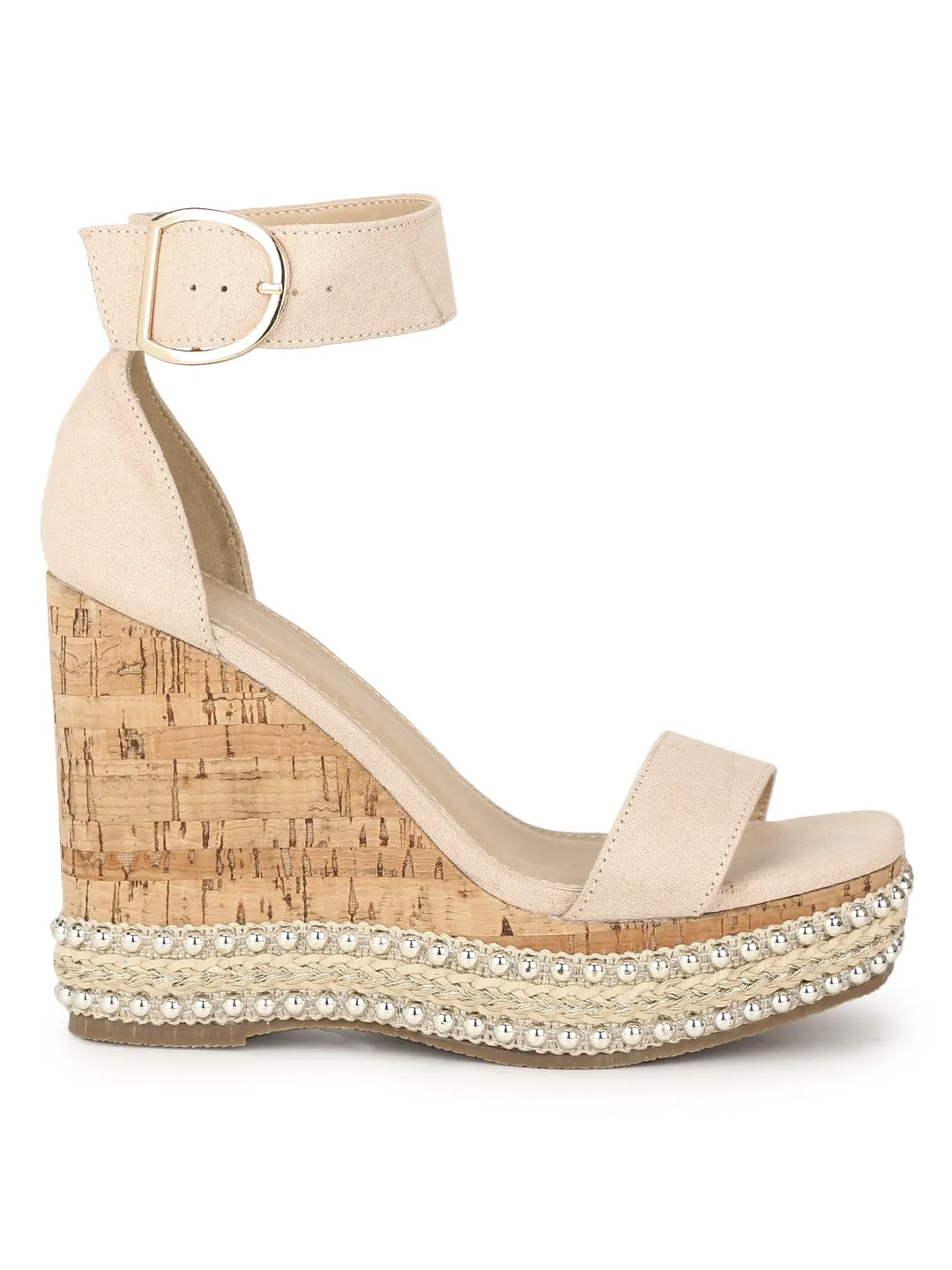 Nude Micro Embellished Wedges