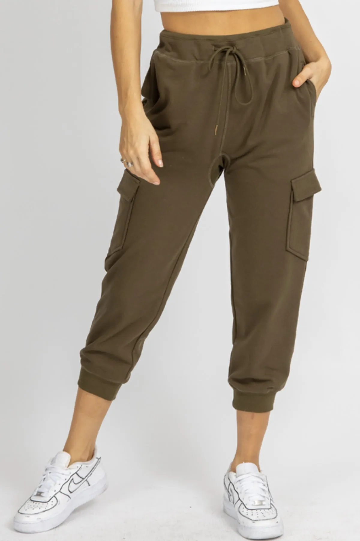 OLIVE CARGO RELAXED JOGGERS