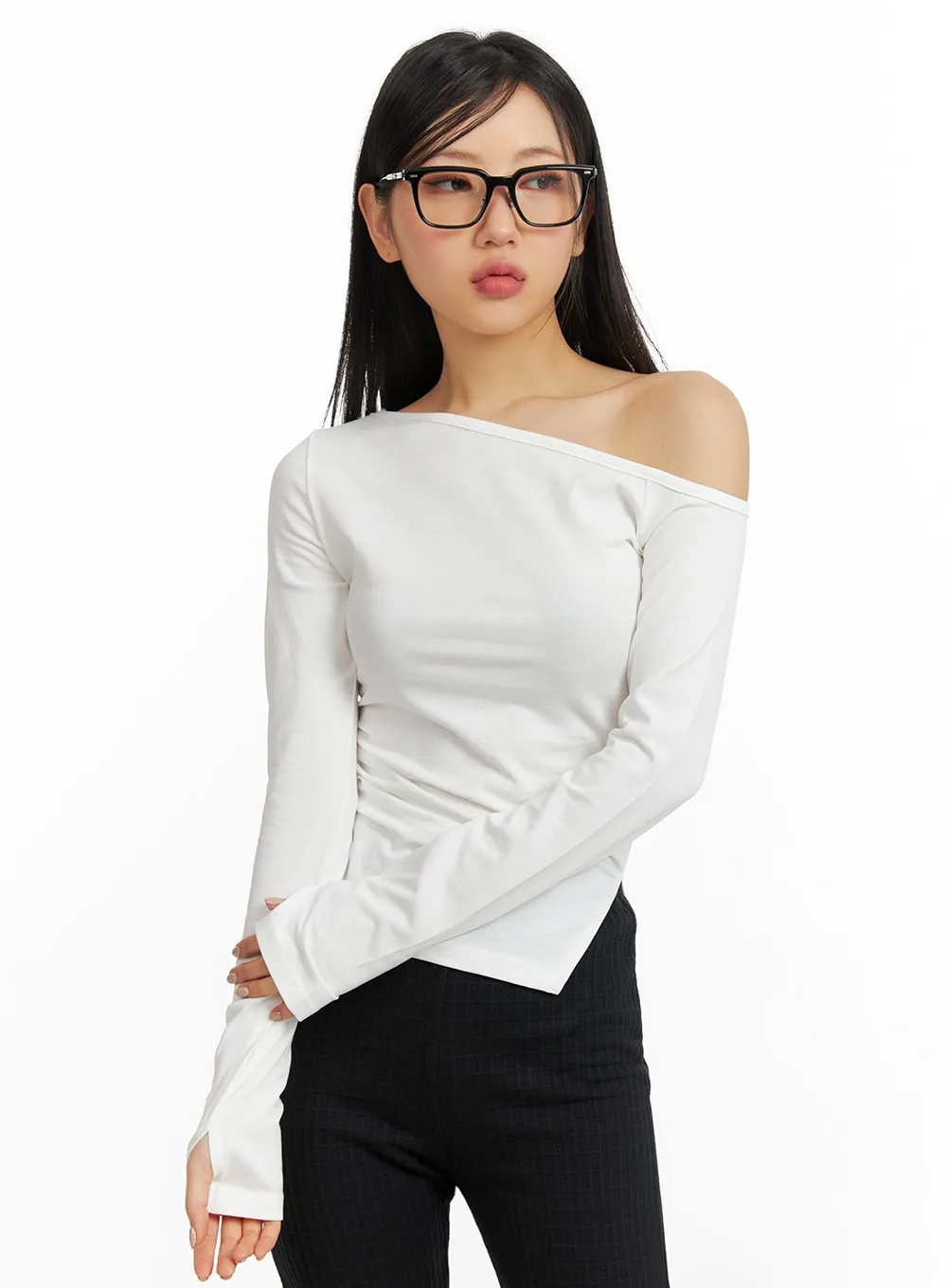 Asymmetrical One-Shoulder Tee Top CF408