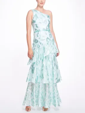 One Shoulder Asymmetrical Tiered Gown