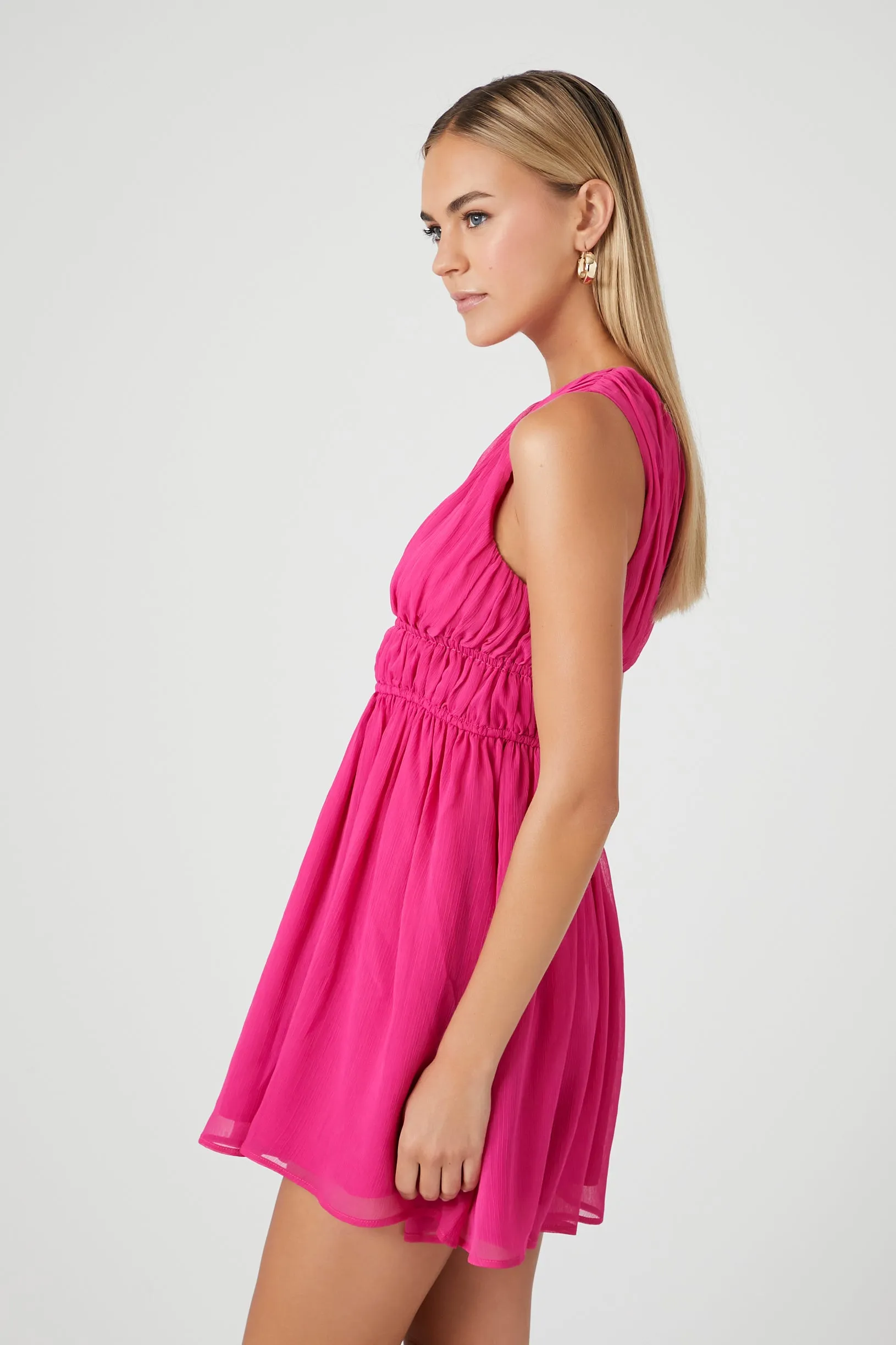 One-Shoulder Chiffon Mini Dress