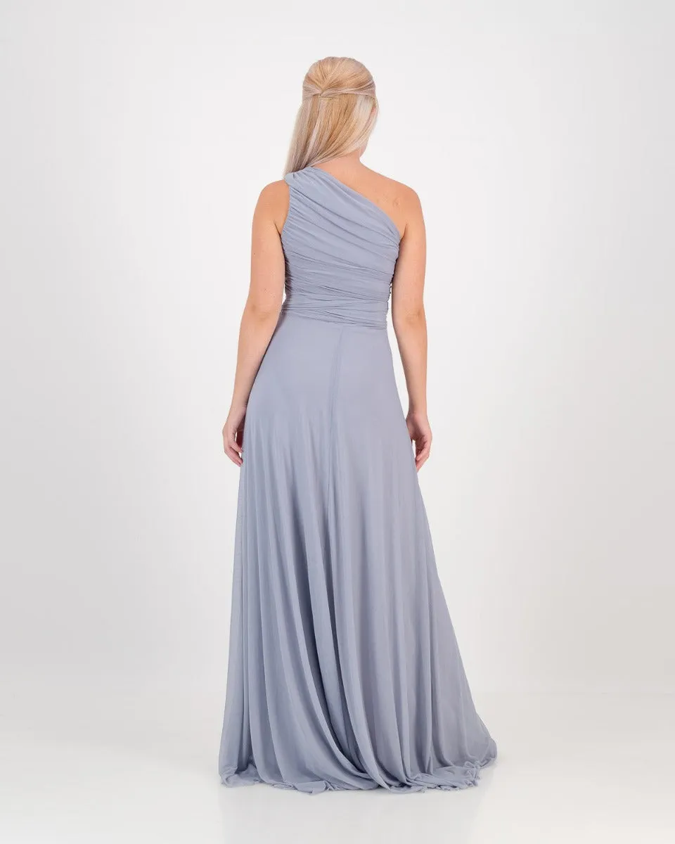 one shoulder dress - blue mist