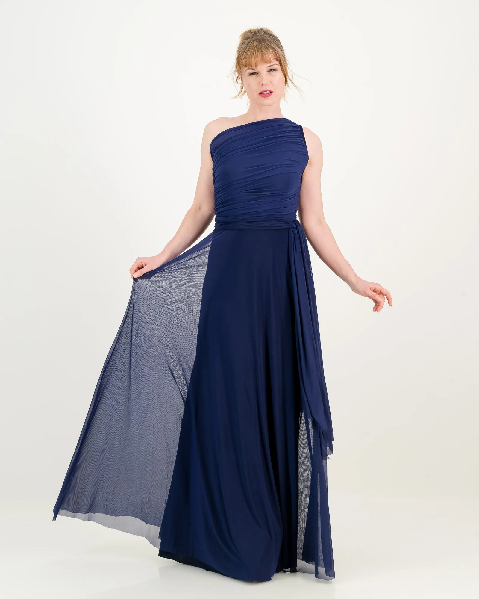 one shoulder dress - navy