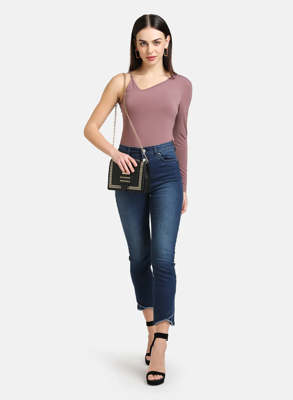 One-Shoulder Long-Sleeve Slim-Fit Blouse