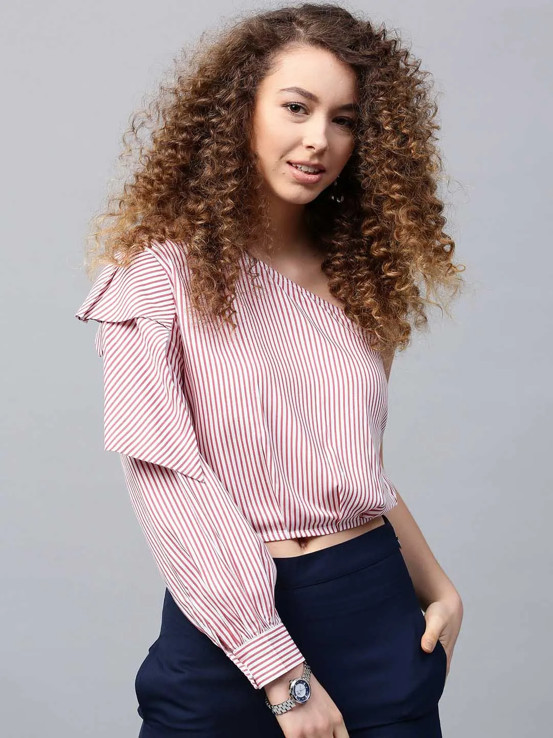 One Shoulder Puff Sleeve Top