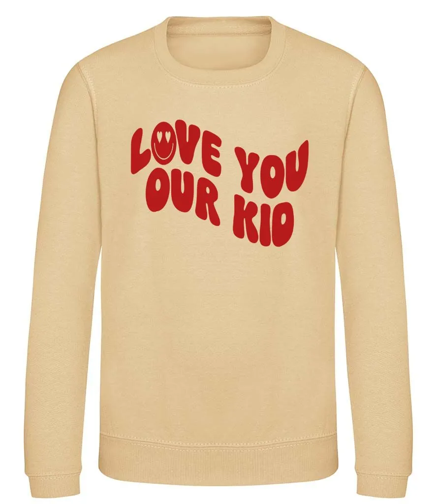 Albie 'Love You Our Kid' kids sweatshirt in desert sand color