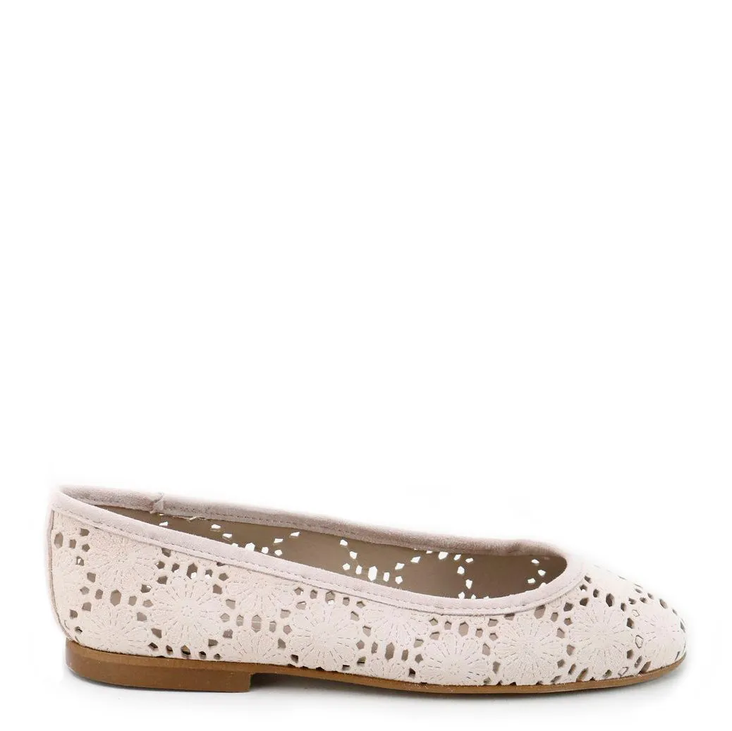 Papanatas Flower Suede Cutout Flat