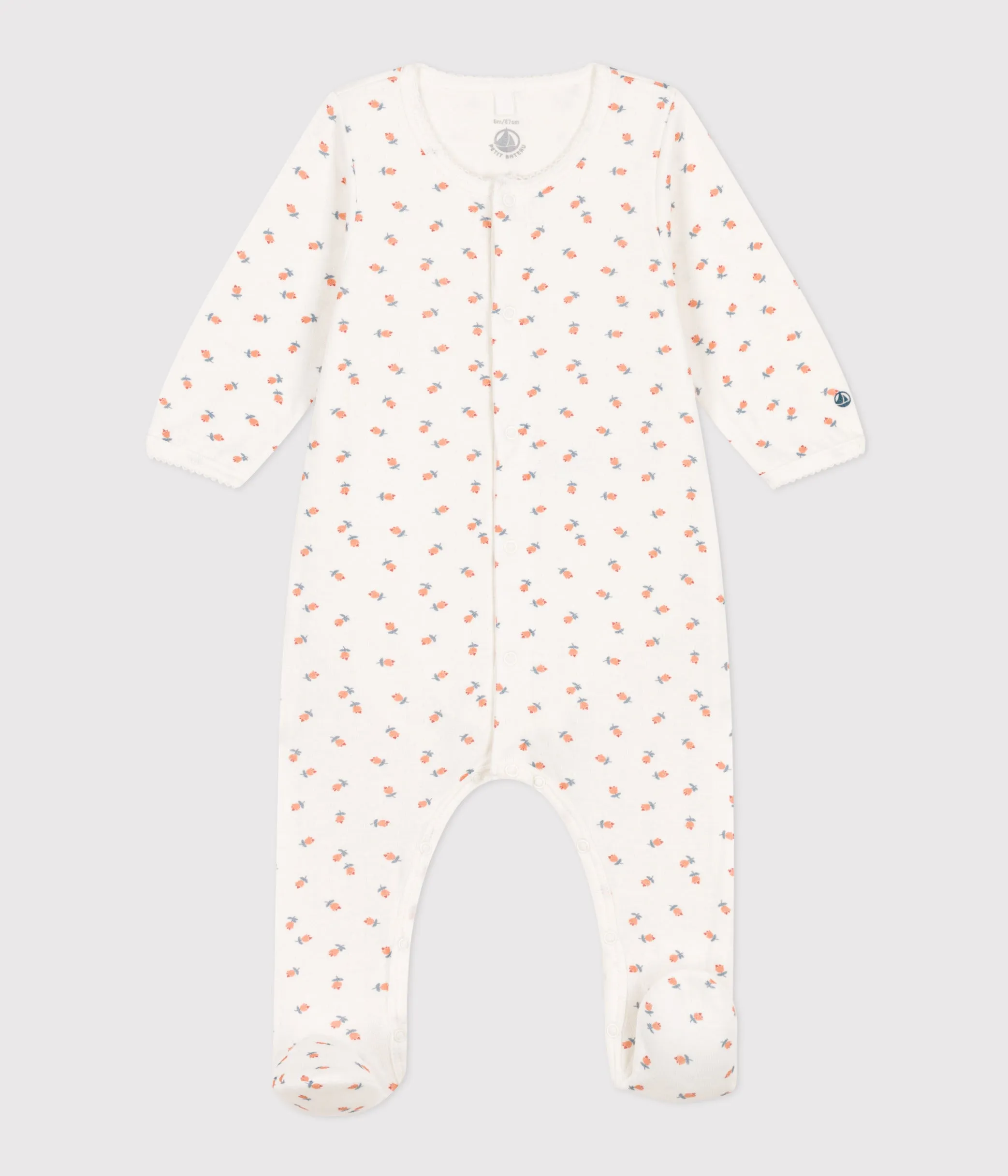 Petit Bateau Baby Girl Back Snap Little Roses Footie