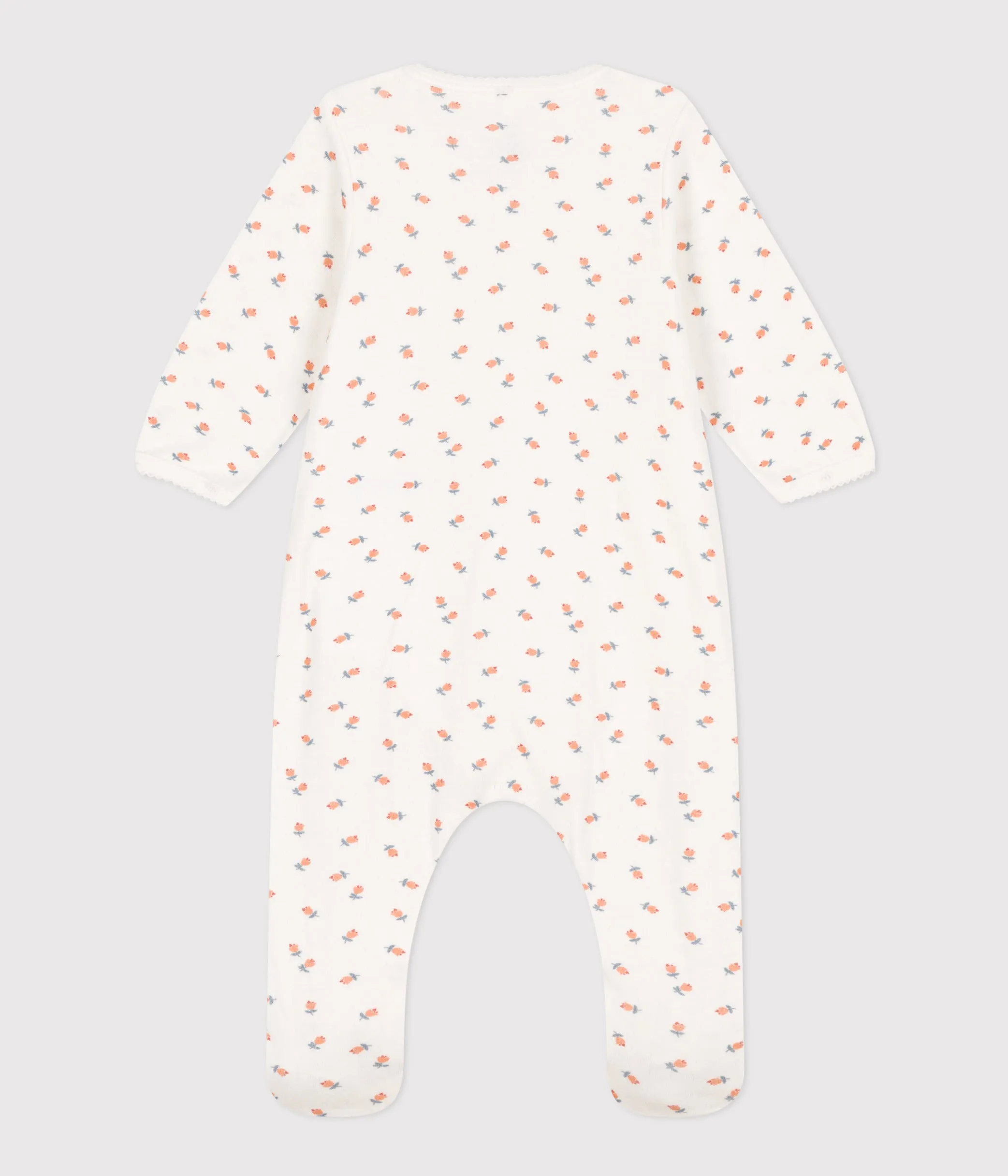 Petit Bateau Baby Girl Back Snap Little Roses Footie