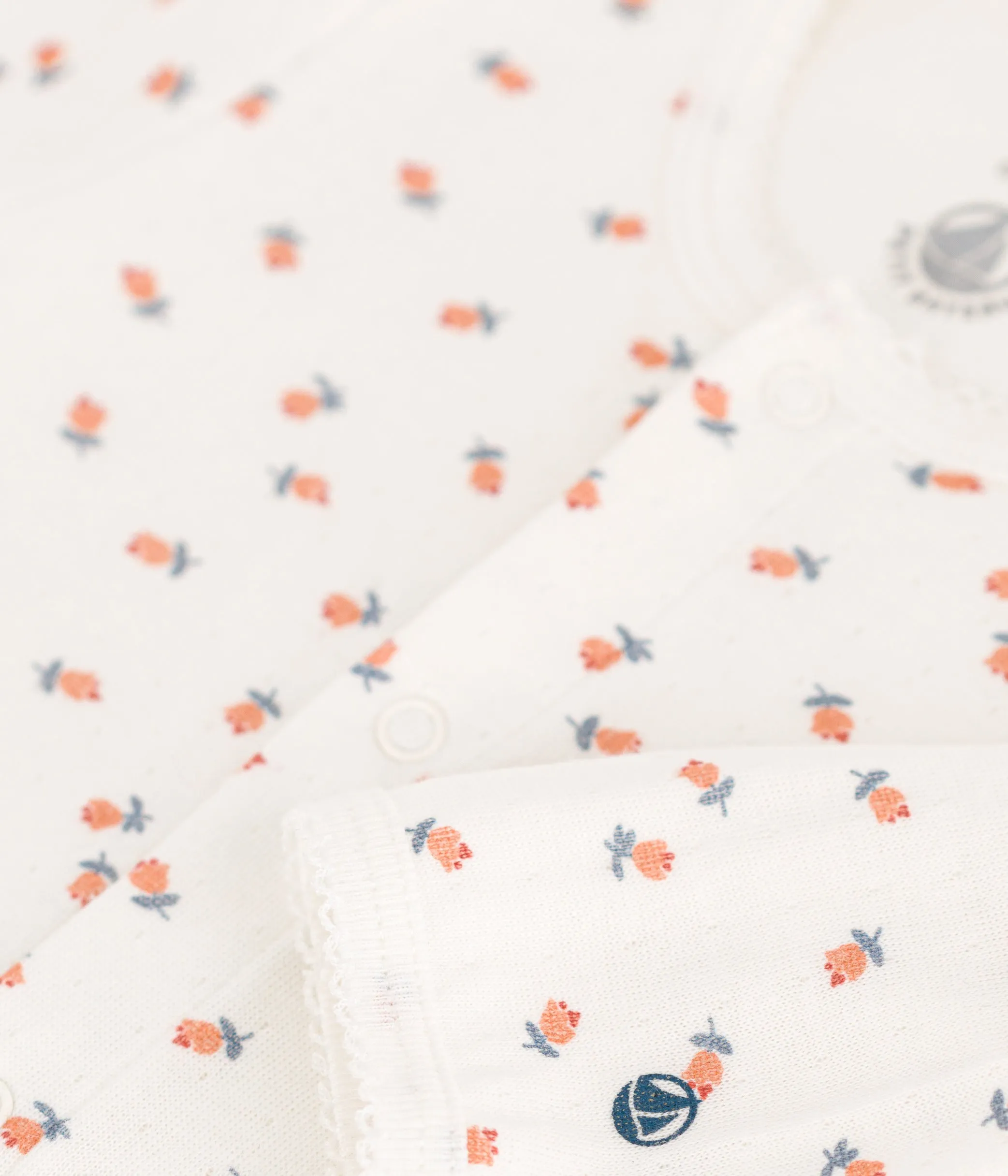 Petit Bateau Baby Girl Back Snap Little Roses Footie