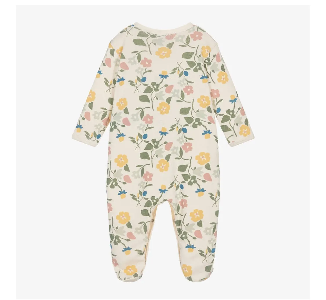 Petit Bateau Baby Girl Garden Flowers Print Footie