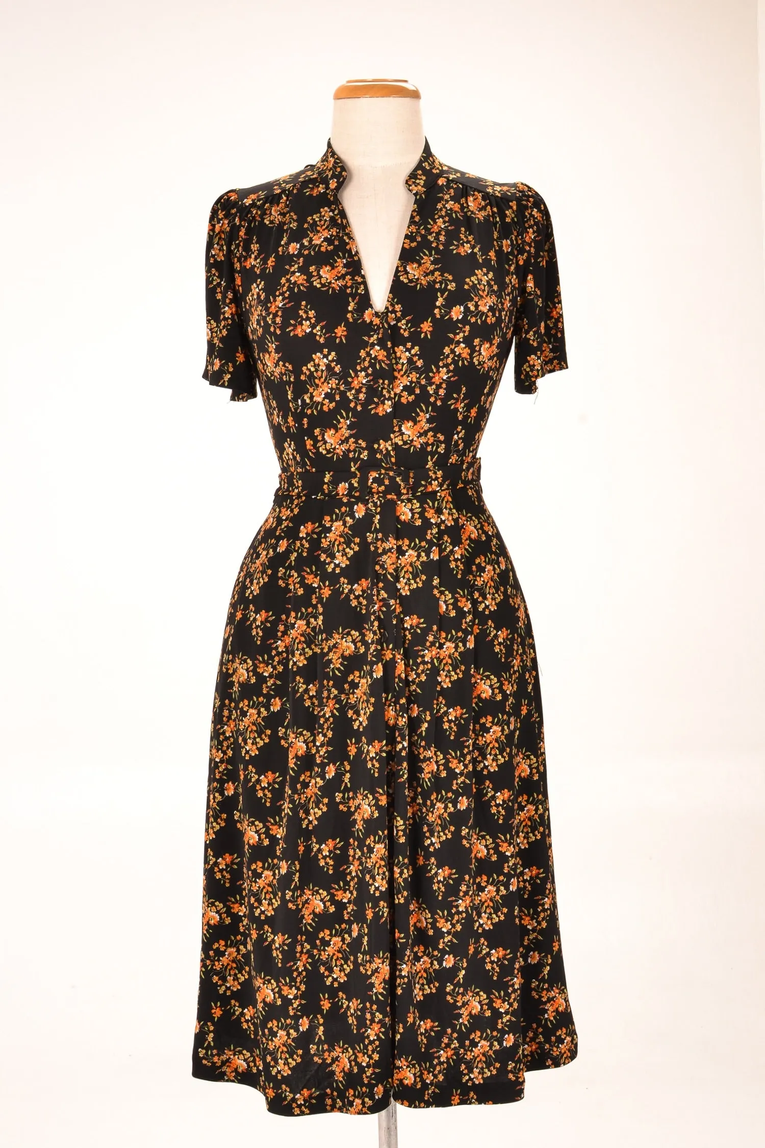 Petite Floral Dress - Jobelle Orange & Black