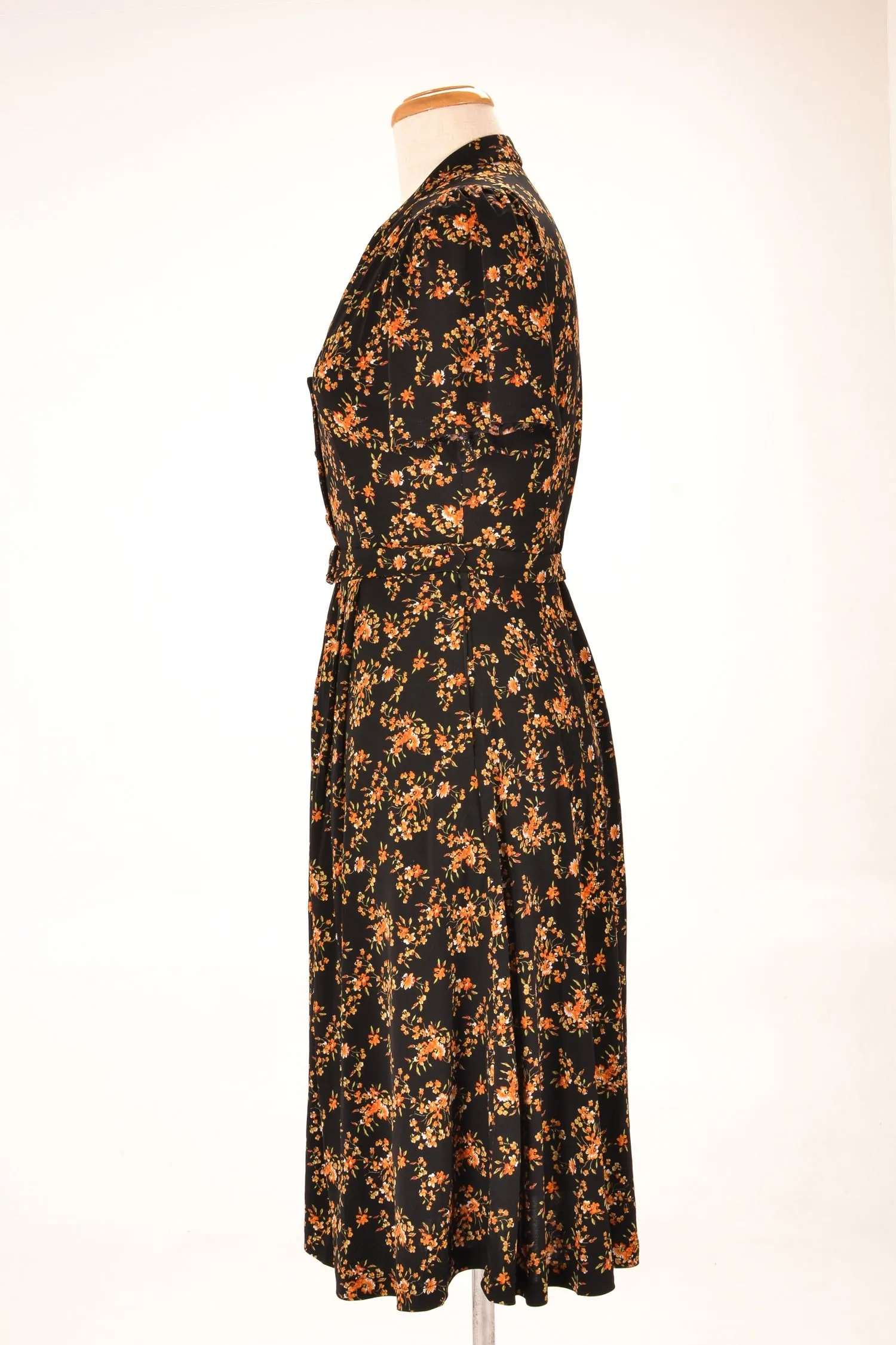 Petite Floral Dress - Jobelle Orange & Black