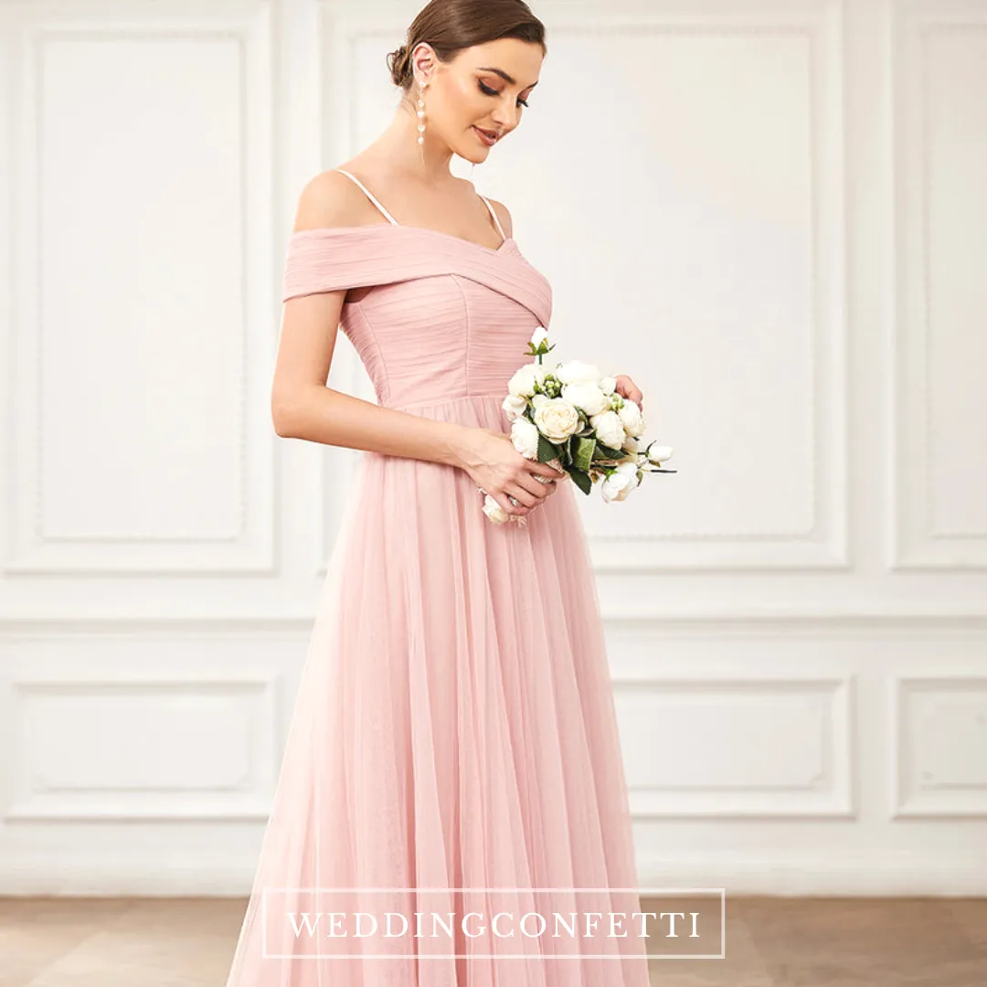 Pink Off Shoulder Dress - Carnation Color