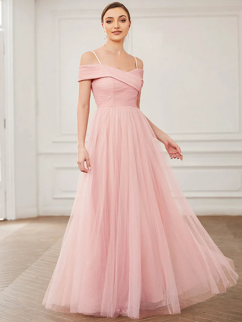 Pink Off Shoulder Dress - Carnation Color