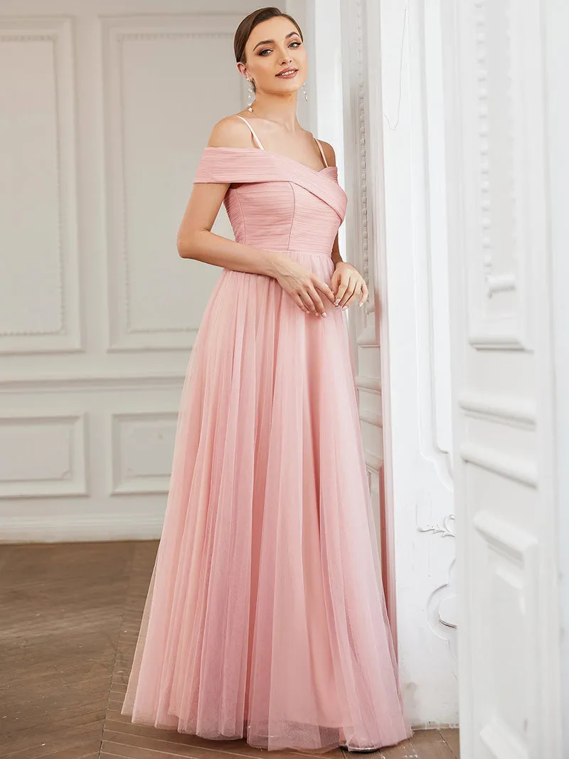 Pink Off Shoulder Dress - Carnation Color