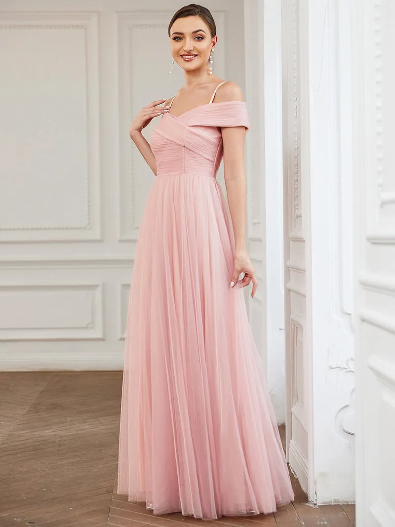 Pink Off Shoulder Dress - Carnation Color