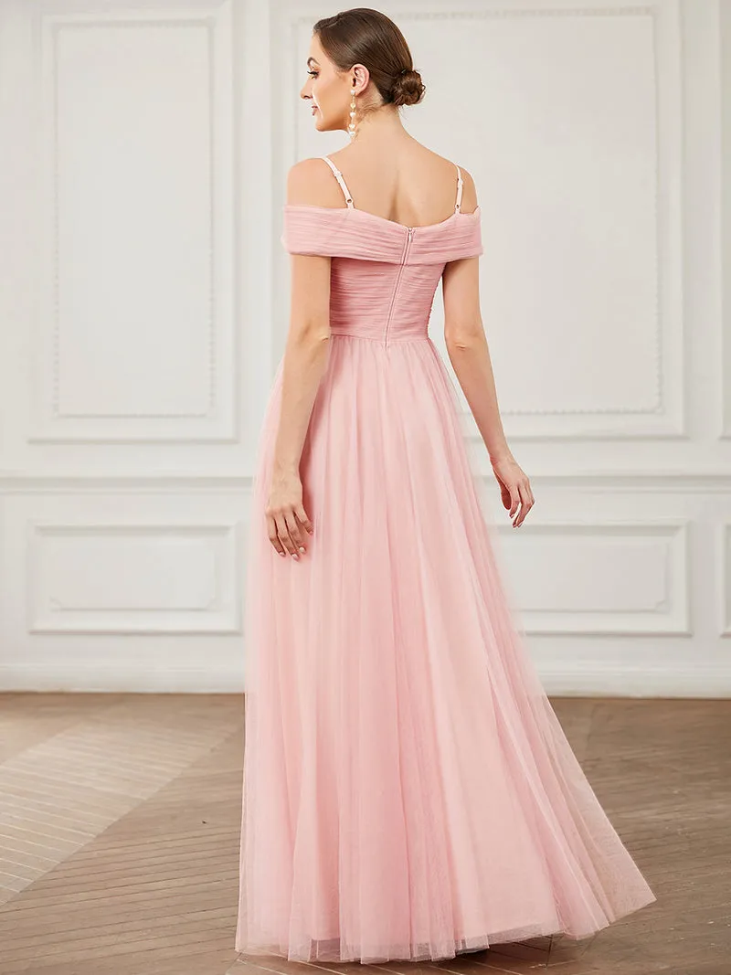 Pink Off Shoulder Dress - Carnation Color