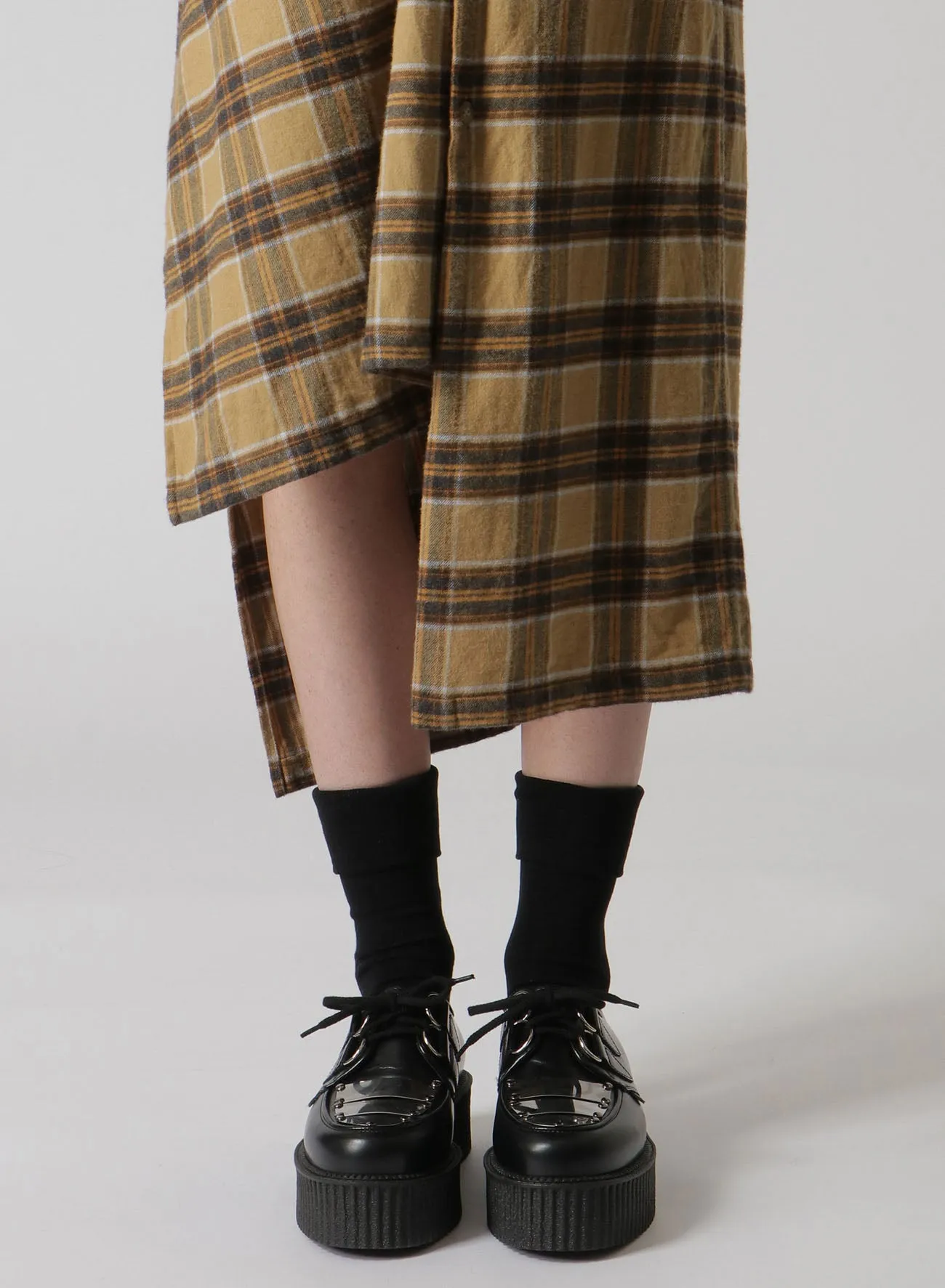 PLAID FLANNEL ASYMMETRIC SHIRT DRESS