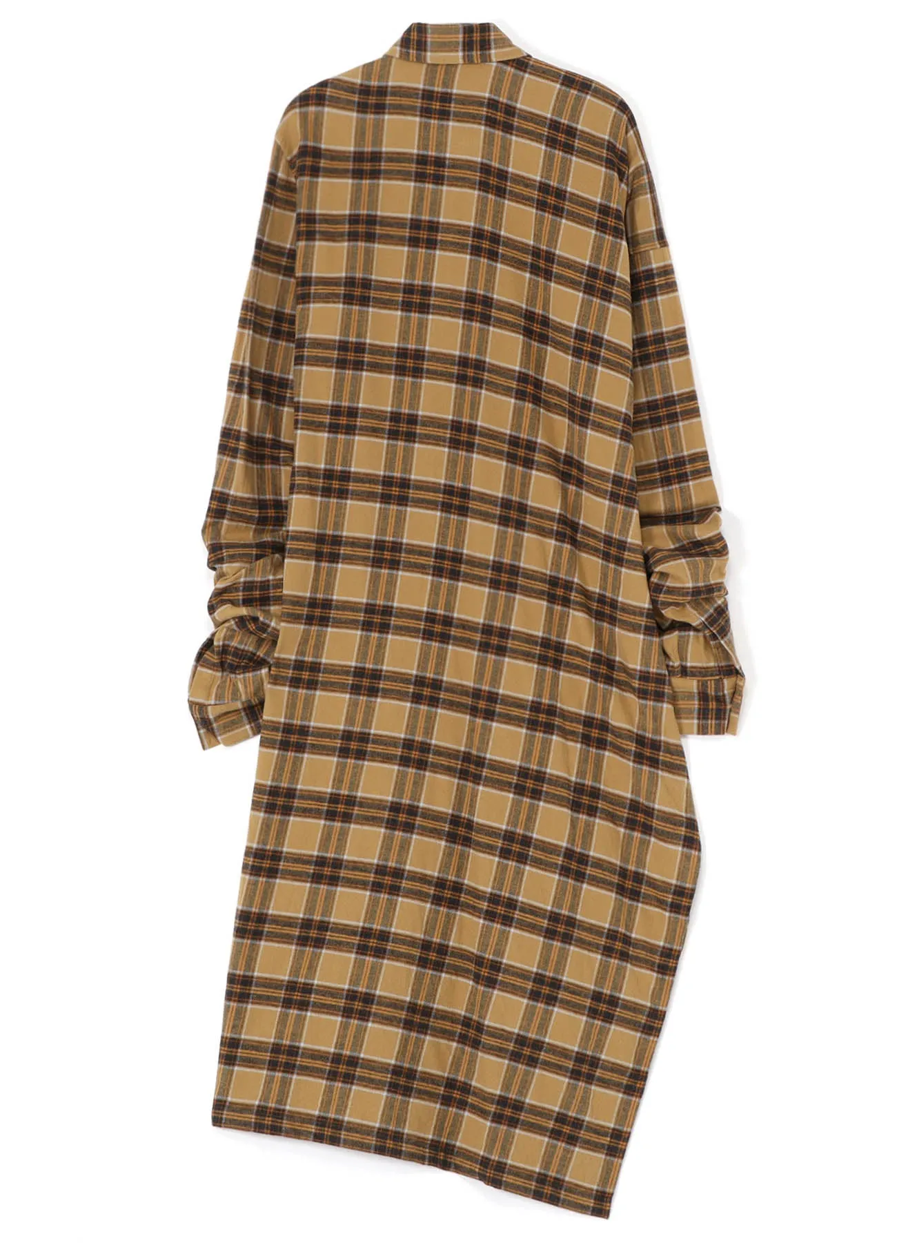 PLAID FLANNEL ASYMMETRIC SHIRT DRESS