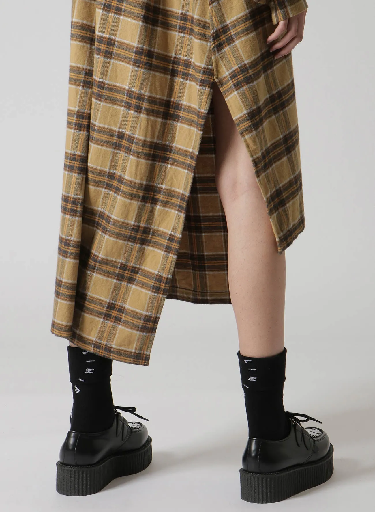 PLAID FLANNEL ASYMMETRIC SHIRT DRESS