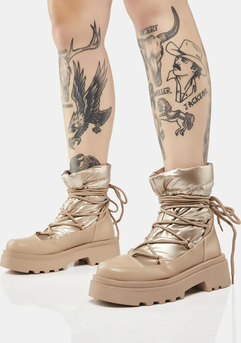 Platform Boots - Beige Cimarron