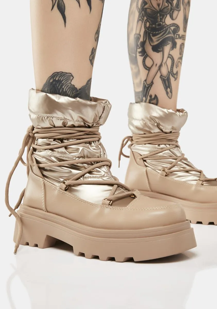 Platform Boots - Beige Cimarron