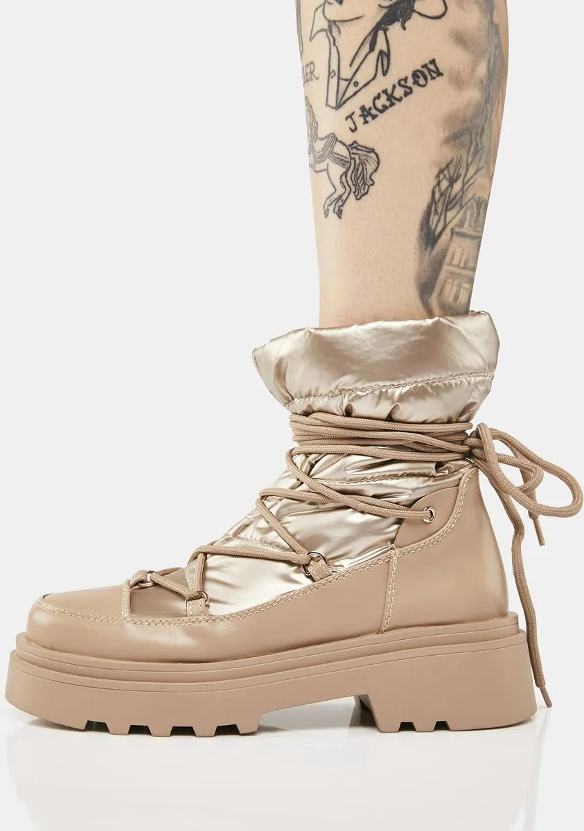 Platform Boots - Beige Cimarron