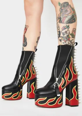 Platform Boots with Flame Design (Grillz)